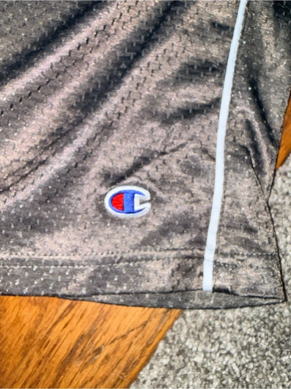 Champion Men's Gray Mesh Athletic Shorts with White Piping. Size 4XL